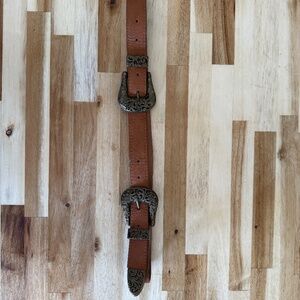 Urban outfitters double buckle tan belt